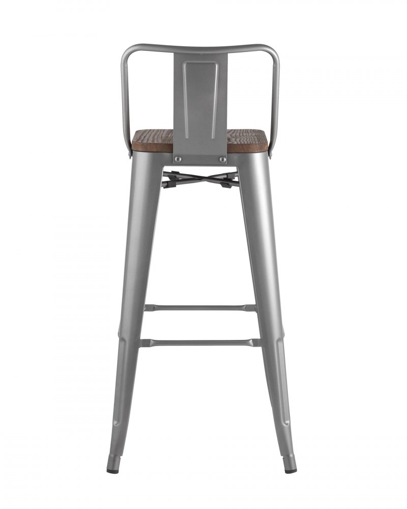 Стул барный TOLIX WOOD со спинкой серебристый матовый фото 3