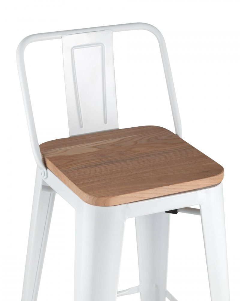 Стул барный TOLIX WOOD со спинкой белый глянцевый фото 5