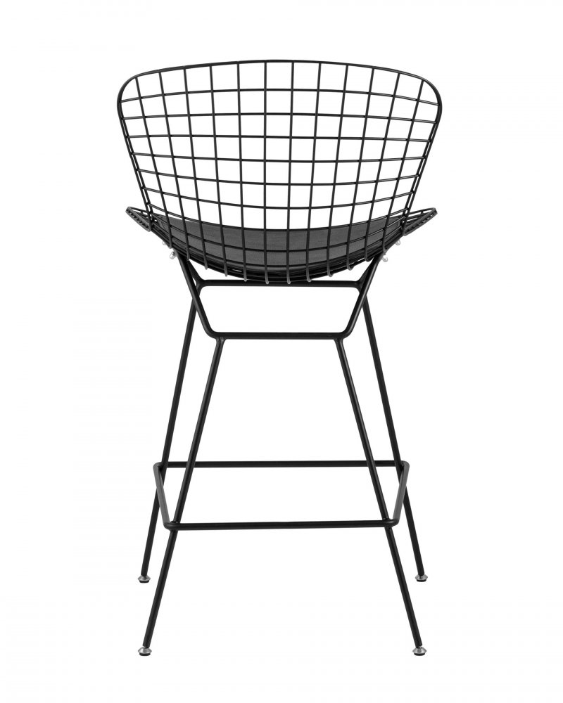 Стул полубарный с низкой спинкой Bertoia черный с черной подушкой фото 5