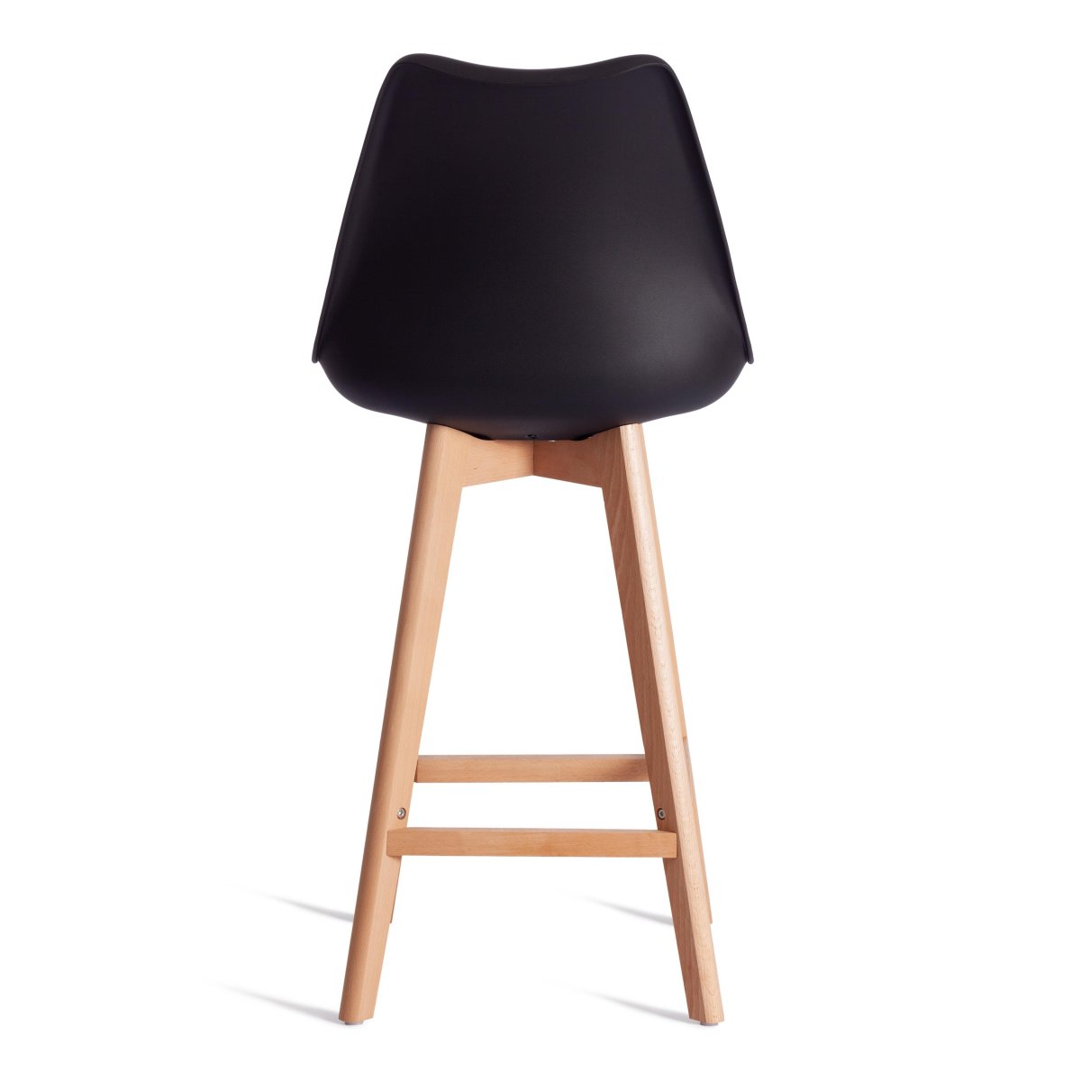 Стул барный TULIP BAR (mod. C1014H-1) пластик/дерево, 42 х 47,5 х 104 см, Black (Черный) 3010/ натуральный (Комплект из 4 шт.) фото 4