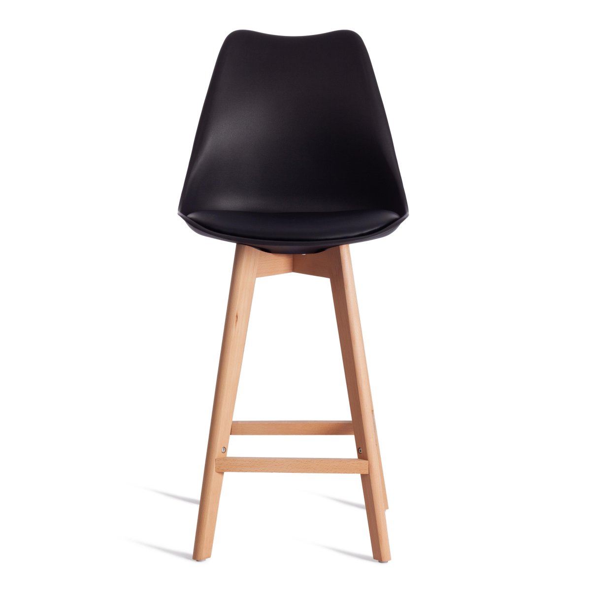 Стул барный TULIP BAR (mod. C1014H-1) пластик/дерево, 42 х 47,5 х 104 см, Black (Черный) 3010/ натуральный (Комплект из 4 шт.) фото 5