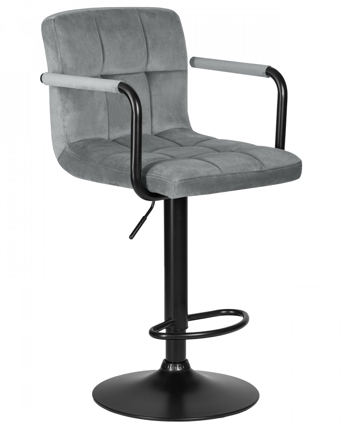 Набор 2 шт Стул барный DOBRIN KRUGER ARM BLACK (серый велюр (MJ9-75)) фото 3