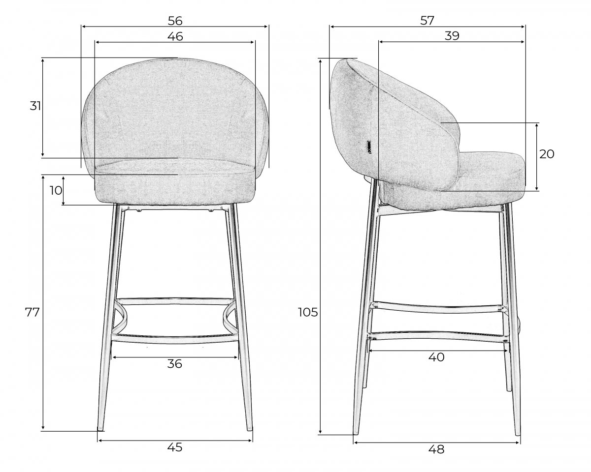 Стул барный DOBRIN DYLAN (бежевый шенилл (UF980-02)) фото 9
