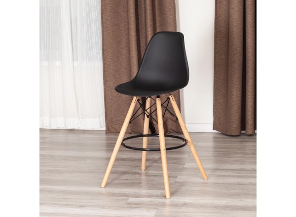 Стул барный Синди Бар Чаир/Cindy Bar Chair (мод.80-1) дерево бук/металл/пластик, 50х51х109см, черный 3010/ натуральный фото 13