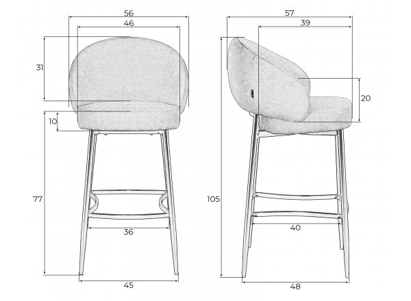 Стул барный DOBRIN DYLAN (бежевый шенилл (UF980-02)) фото 9